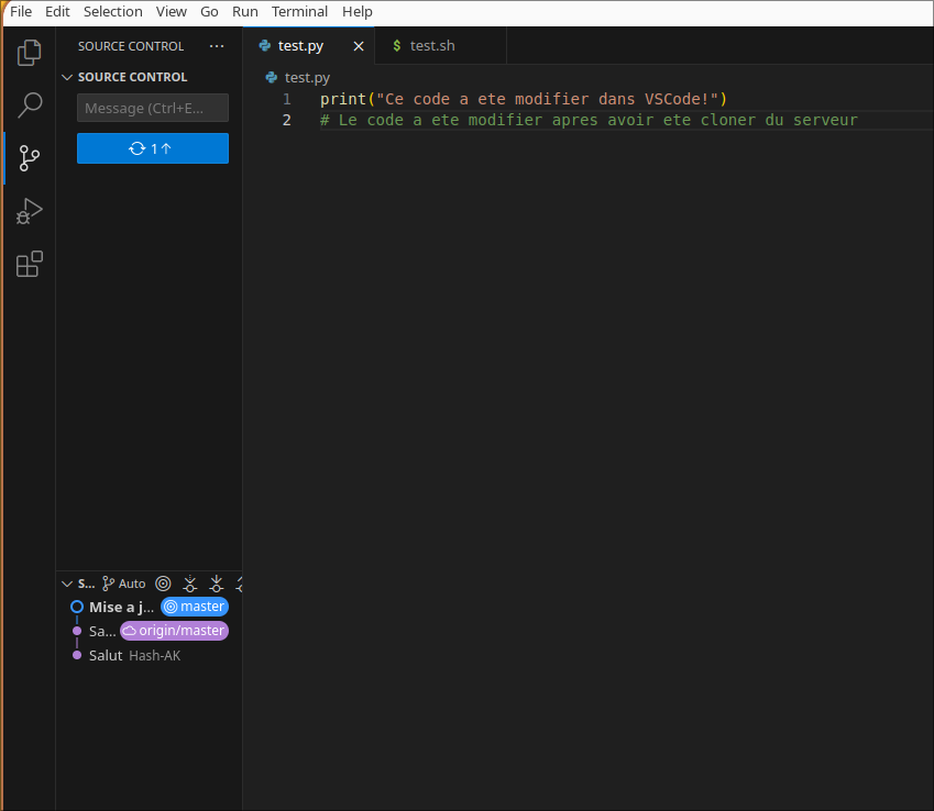 Vscode boutton push